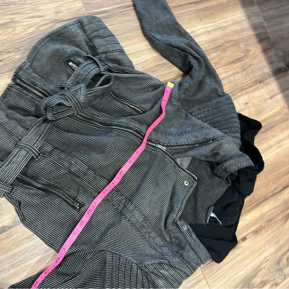 Free People Railroad Stripe Knit Hooded Moto Jacket - Picture 5 of 8